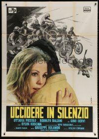 7t585 TO KILL IN SILENCE Italian 1p 1972 art of biker gang terrorizing by Enrico De Seta!