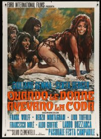 7t564 WHEN WOMEN HAD TAILS Italian 1p 1973 Ciriello art of sexy prehistoric cavewoman Senta Berger!