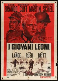 7t556 YOUNG LIONS Italian 1p R1960s art of Nazi Marlon Brando, Dean Martin & Montgomery Clift!