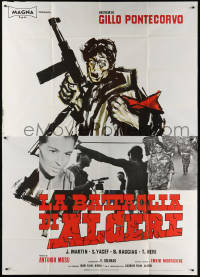 7t538 BATTLE OF ALGIERS Italian 2p 1966 Gillo Pontecorvo's La Battaglia di Algeri, Symeoni art!