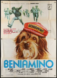 7t535 BENJI Italian 2p 1975 Joe Camp classic dog movie, different art of the dog wearing hat!