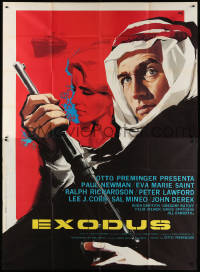 7t496 EXODUS Italian 2p R1969 Otto Preminger, different Nano art of Paul Newman & Eva Marie Saint!
