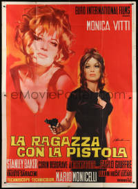 7t488 GIRL WITH THE PISTOL Italian 2p 1968 best different art of sexy Monica Vitti by Olivetti!