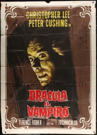 7t475 HORROR OF DRACULA Italian 2p R1970 Hammer, great Piovano art of vampire Christopher Lee!