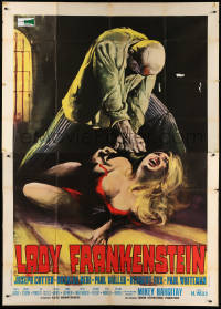 7t461 LADY FRANKENSTEIN Italian 2p 1971 best Luca Crovato art of sexy blonde attacked by monster!