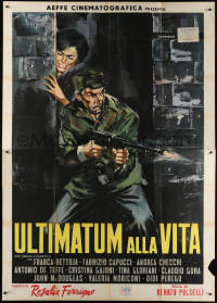 7t459 LAST CHANCE FOR LIFE Italian 2p 1962 Symeoni art of man with machine gun & girl in alley!