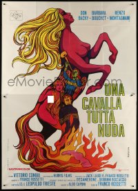 7t398 UNA CAVALLA TUTTA NUDA Italian 2p 1972 wild Papuzza art of horse with woman's head & chest!