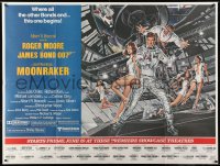 7t036 MOONRAKER subway poster 1979 art of Roger Moore as James Bond & sexy space babes by Goozee!