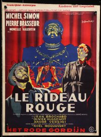7w364 CRIMSON CURTAIN Belgian 1952 Andre Barsacq's Le Rideau Rouge, completely different art!