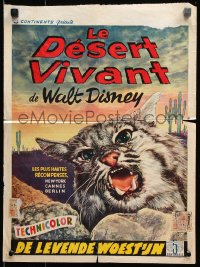 7w388 LIVING DESERT Belgian 1953 first feature-length Disney True-Life adventure, angry cat!