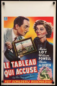 7w435 THIN MAN GOES HOME Belgian 1948 art of William Powell & Myrna Loy close up and spanking!