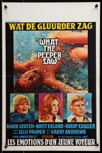 7w445 WHAT THE PEEPER SAW Belgian 1972 Mark Lester, sexy Britt Ekland, Hardy Kruger, Lilli Palmer!