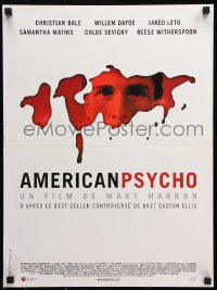 7w454 AMERICAN PSYCHO French 16x21 2000 bloody image of psychotic yuppie killer Christian Bale!