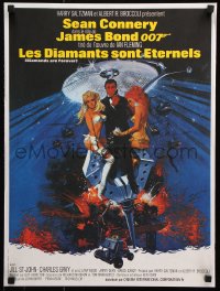 7w475 DIAMONDS ARE FOREVER French 17x22 R1980s Sean Connery as James Bond 007 by Robert McGinnis!