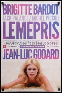 7w505 LE MEPRIS French 16x24 R2013 Jean-Luc Godard, different image of sexy naked Brigitte Bardot!