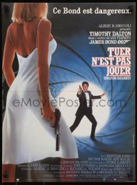7w508 LIVING DAYLIGHTS French 15x20 1987 Tim Dalton as James Bond & sexy Maryam d'Abo w/gun!