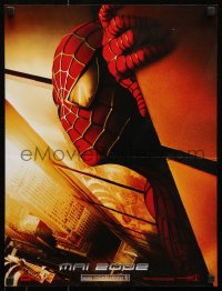 7w541 SPIDER-MAN teaser French 16x21 2002 close-up of Maguire w/WTC towers in eyes, Marvel!