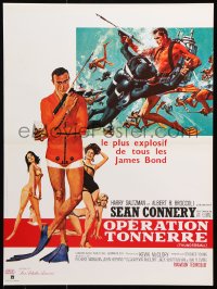 7w547 THUNDERBALL French 16x21 R1980s art of Sean Connery as James Bond 007 by McGinnis and McCarthy