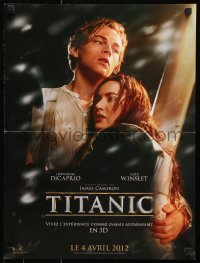 7w548 TITANIC teaser French 16x21 R2012 Leonardo DiCaprio & Winslet, Cameron, collide with destiny!