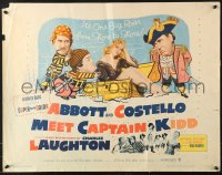 7w007 ABBOTT & COSTELLO MEET CAPTAIN KIDD 1/2sh 1953 art of pirates Bud & Lou with Charles Laughton!