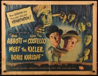 7w008 ABBOTT & COSTELLO MEET THE KILLER BORIS KARLOFF style B 1/2sh 1949 scared Bud & Lou, rare!