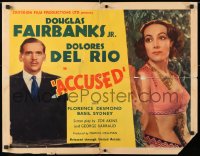 7w010 ACCUSED 1/2sh 1936 great images of Douglas Fairbanks Jr., sexy Dolores del Rio, ultra-rare!