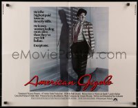 7w017 AMERICAN GIGOLO int'l 1/2sh 1980 male prostitute Richard Gere is being framed for murder!