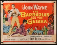 7w028 BARBARIAN & THE GEISHA 1/2sh 1958 John Huston, art of John Wayne with torch & Eiko Ando!