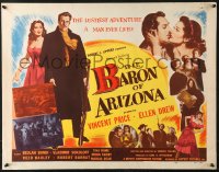 7w029 BARON OF ARIZONA 1/2sh 1950 directed by Samuel Fuller, art of Vincent Price & top stars!