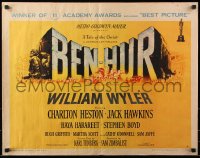 7w038 BEN-HUR style A 1/2sh 1960 Charlton Heston, William Wyler classic religious epic, chariot art