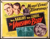 7w041 BLACK CAT 1/2sh R1953 Boris Karloff, Bela Lugosi, The Vanishing Body, weird & terrifying!