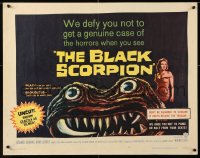7w042 BLACK SCORPION 1/2sh 1957 art of wacky creature looking more laughable than horrible!