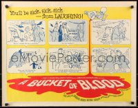 7w051 BUCKET OF BLOOD 1/2sh 1959 Roger Corman, AIP, great cartoon monster art!