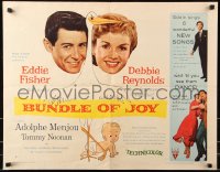 7w053 BUNDLE OF JOY style B 1/2sh 1957 Debbie Reynolds, Eddie Fisher, Adolphe Menjou, stork!