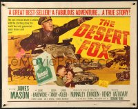 7w084 DESERT FOX 1/2sh 1951 artwork of James Mason as Field Marshal Erwin Rommel at war!