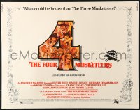 7w115 FOUR MUSKETEERS 1/2sh 1975 Raquel Welch, Oliver Reed, great wacky Jack Rickard art!