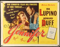 7w161 JENNIFER 1/2sh 1953 did Ida Lupino fear Howard Duff's fingers at her throat, or his lips?