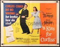 7w173 KISS FOR CORLISS style A 1/2sh 1949 great romantic art of Shirley Temple & David Niven!