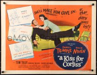 7w174 KISS FOR CORLISS style B 1/2sh 1949 great romantic art of Shirley Temple & David Niven!
