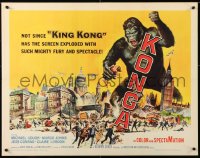 7w176 KONGA 1/2sh 1961 great artwork of giant angry ape terrorizing city by Reynold Brown!