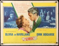 7w189 LIBEL style A 1/2sh 1959 Olivia de Havilland & Dirk Bogarde in mistaken identity court trial!