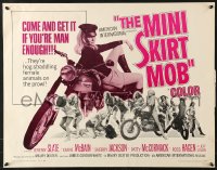 7w215 MINI-SKIRT MOB 1/2sh 1968 AIP bikers, sexy hog straddling female animal on the prowl!