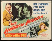 7w227 NARROW MARGIN style B 1/2sh 1952 Richard Fleischer classic film noir, Charles McGraw!