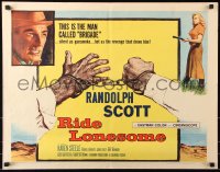 7w269 RIDE LONESOME 1/2sh 1959 cowboy Randolph Scott, Karen Steele, directed by Budd Boetticher!