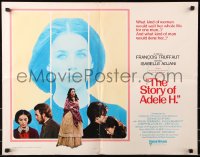 7w293 STORY OF ADELE H. int'l 1/2sh 1975 Francois Truffaut's L'Histoire d'Adele H., Isabelle Adjani