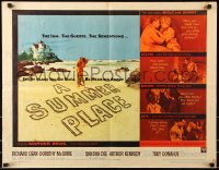 7w297 SUMMER PLACE 1/2sh 1959 Sandra Dee & Troy Donahue in young lovers classic, cool cast montage!