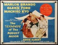 7w307 TEAHOUSE OF THE AUGUST MOON style A 1/2sh 1956 Asian Marlon Brando, Glenn Ford & Machiko Kyo!
