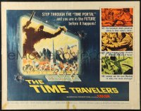 7w317 TIME TRAVELERS 1/2sh 1964 cool Reynold Brown sci-fi art of the crack in space and time!
