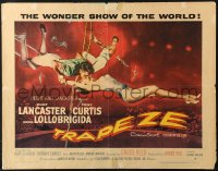7w322 TRAPEZE style B 1/2sh 1956 circus art of Burt Lancaster, Gina Lollobrigida & Tony Curtis!