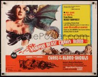 7w328 VAMPIRE-BEAST CRAVES BLOOD/CURSE OF THE BLOOD-GHOULS 1/2sh 1969 wild cheesy monster art!